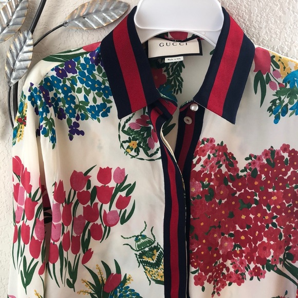 Authentic Gucci floral shirt button front blouse - Picture 3 of 16